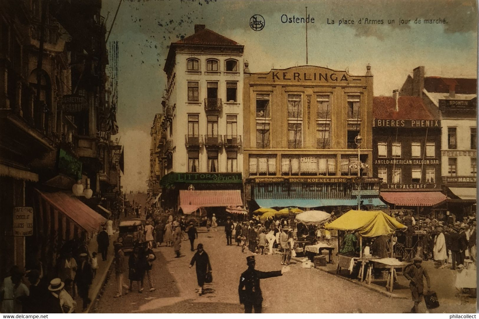 Oostende - Ostende  // La Place D'Armes Un Jour De Marche (Color - Kleur!) 1930 Zeldzaam - Oostende