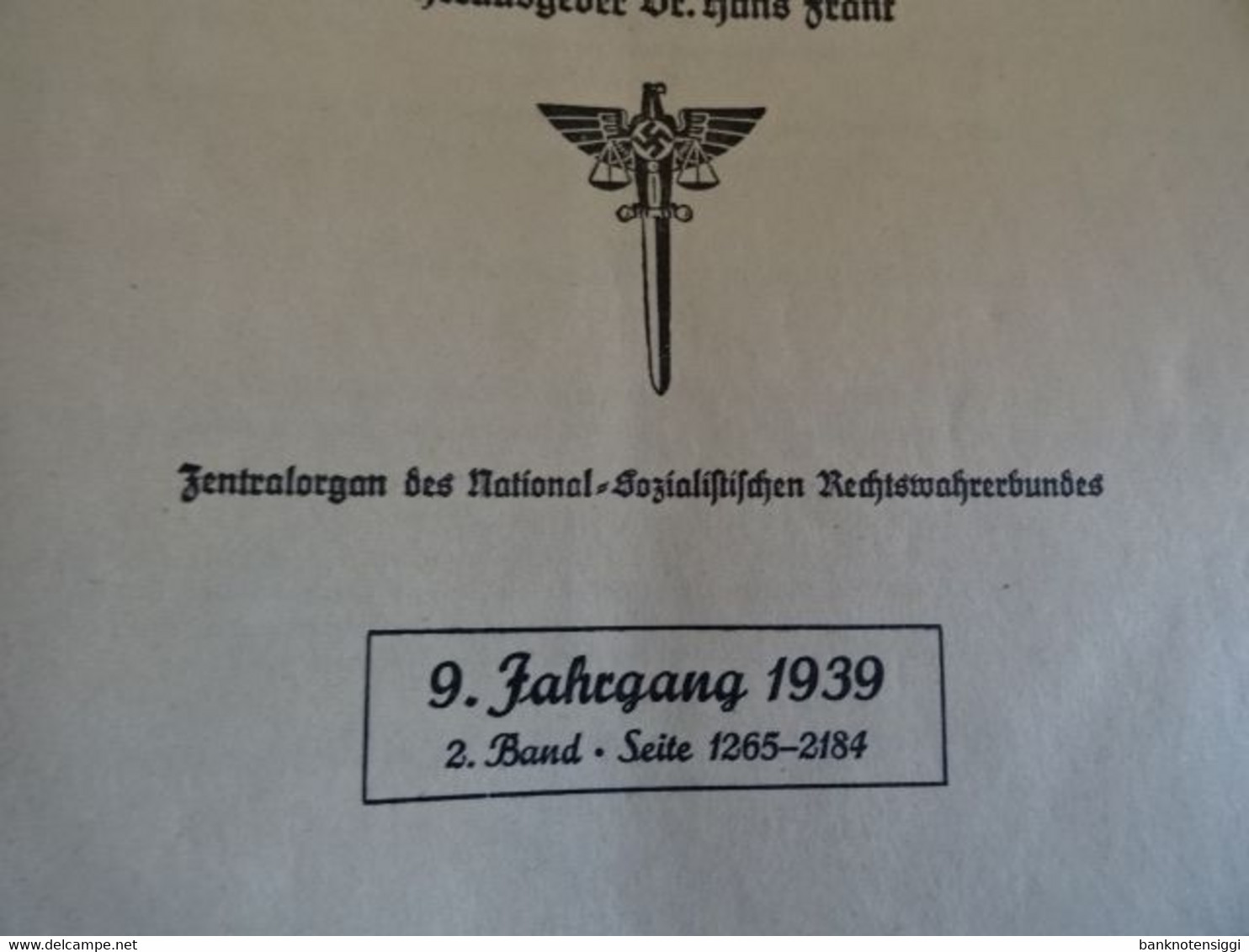 Buch "Deutsches Recht Vereinigt Mit Juristische Wochenschrift " 1939 - Recht
