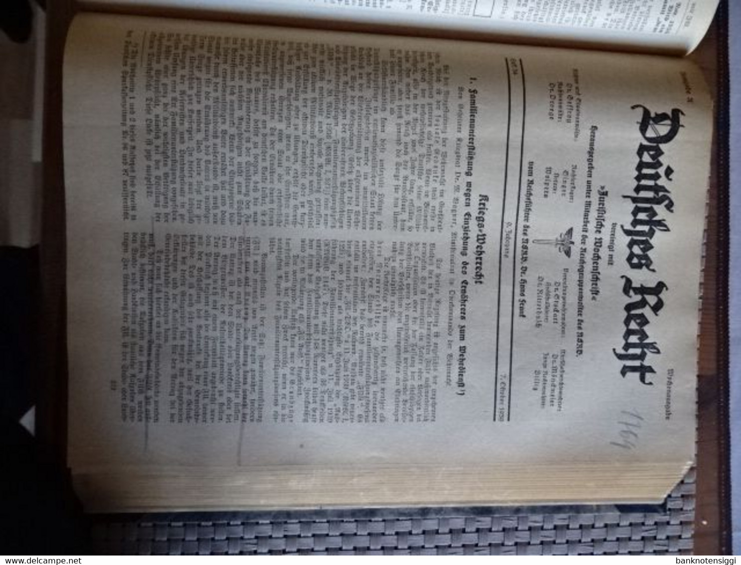 Buch "Deutsches Recht vereinigt mit Juristische Wochenschrift " 1939