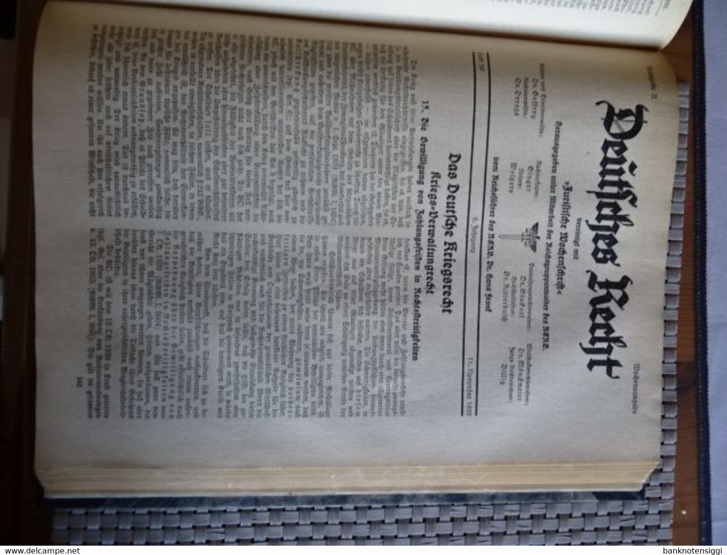 Buch "Deutsches Recht vereinigt mit Juristische Wochenschrift " 1939