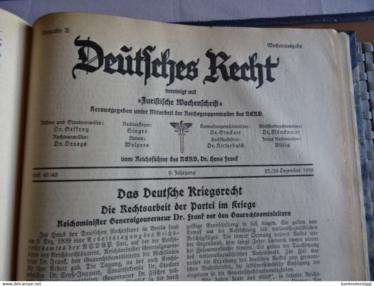 Buch "Deutsches Recht vereinigt mit Juristische Wochenschrift " 1939