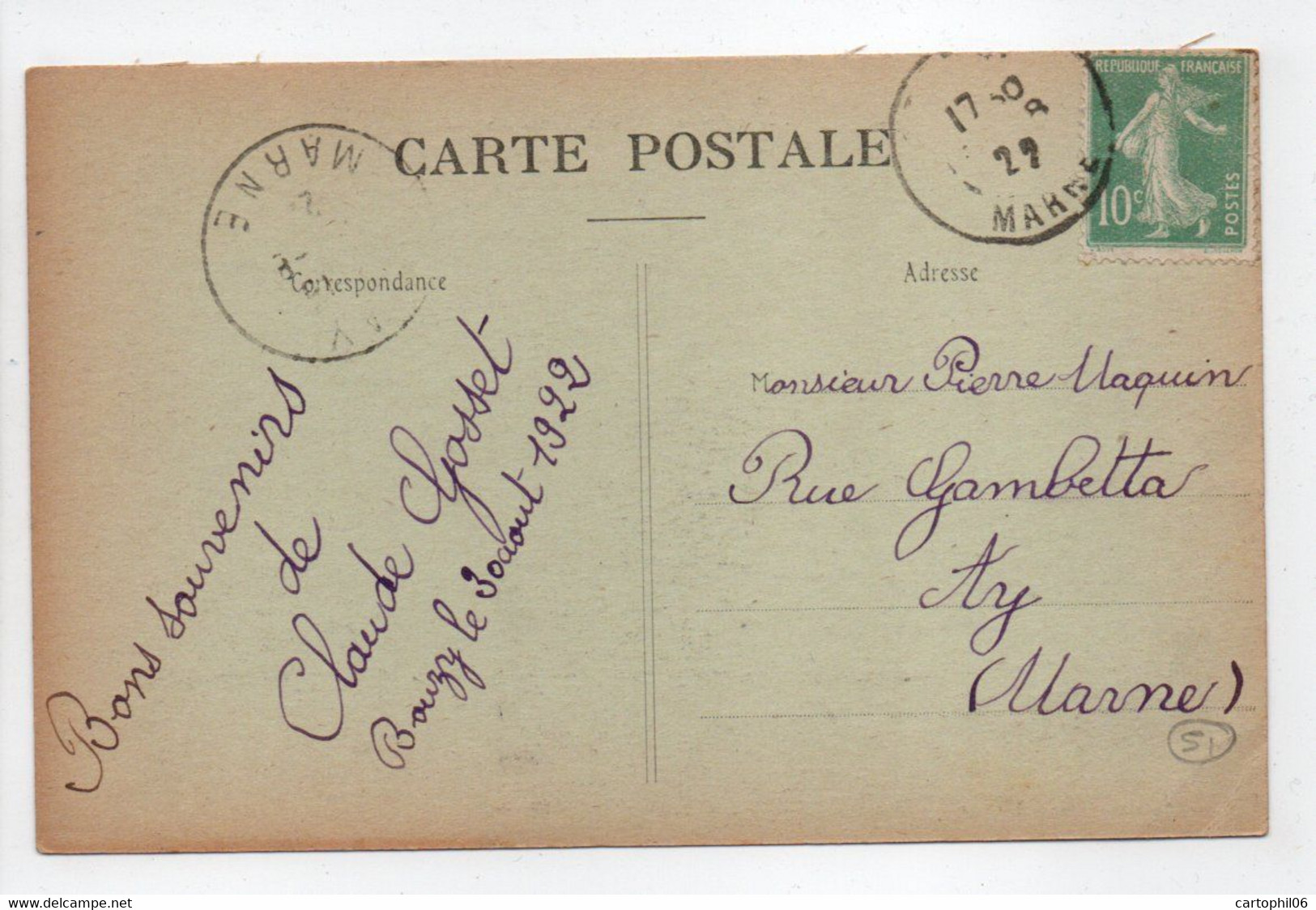 - CPA BOUZY (51) - Vue Générale 1922 - Edition Pigagnol - - Autres & Non Classés
