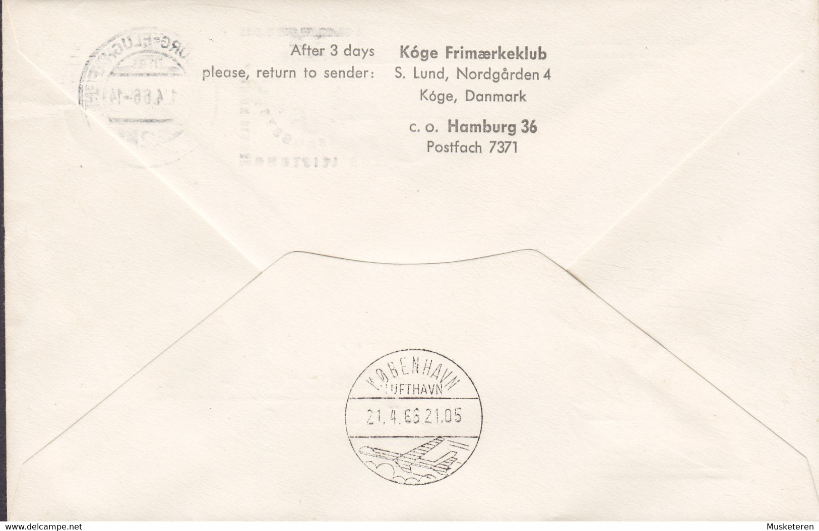 Postal Stationery Ganzsache PRIVATE Print 'JUFILU' SAS Luftpost HAMBURG - KOPENHAGEN 1966 Cover Brief KØGE Frimærkeklub - Private Covers - Used