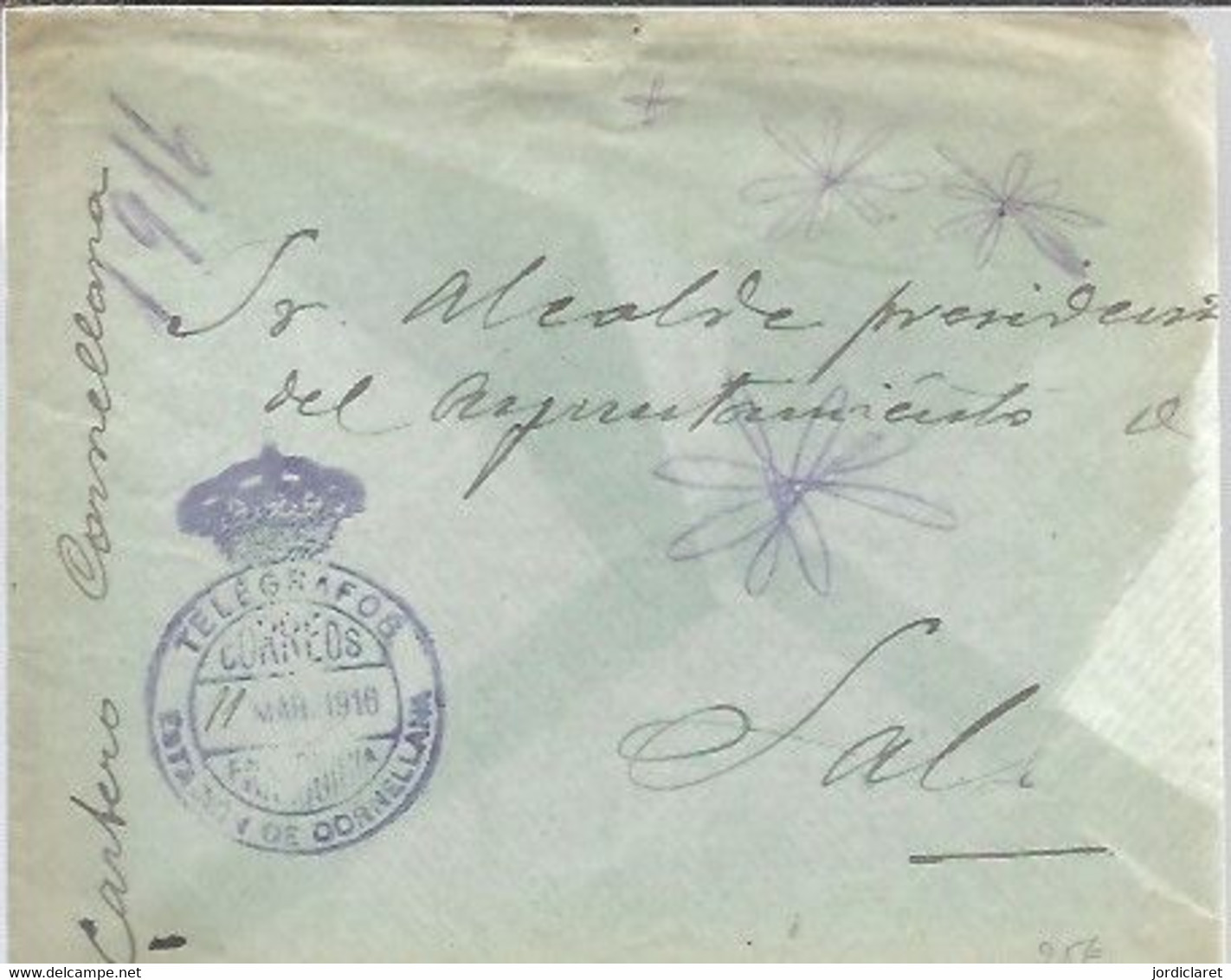 FRANQUICIA   CORREOS 1916   ESTACION DE CORNELLANA  ASTURIAS   RARO - Postage Free