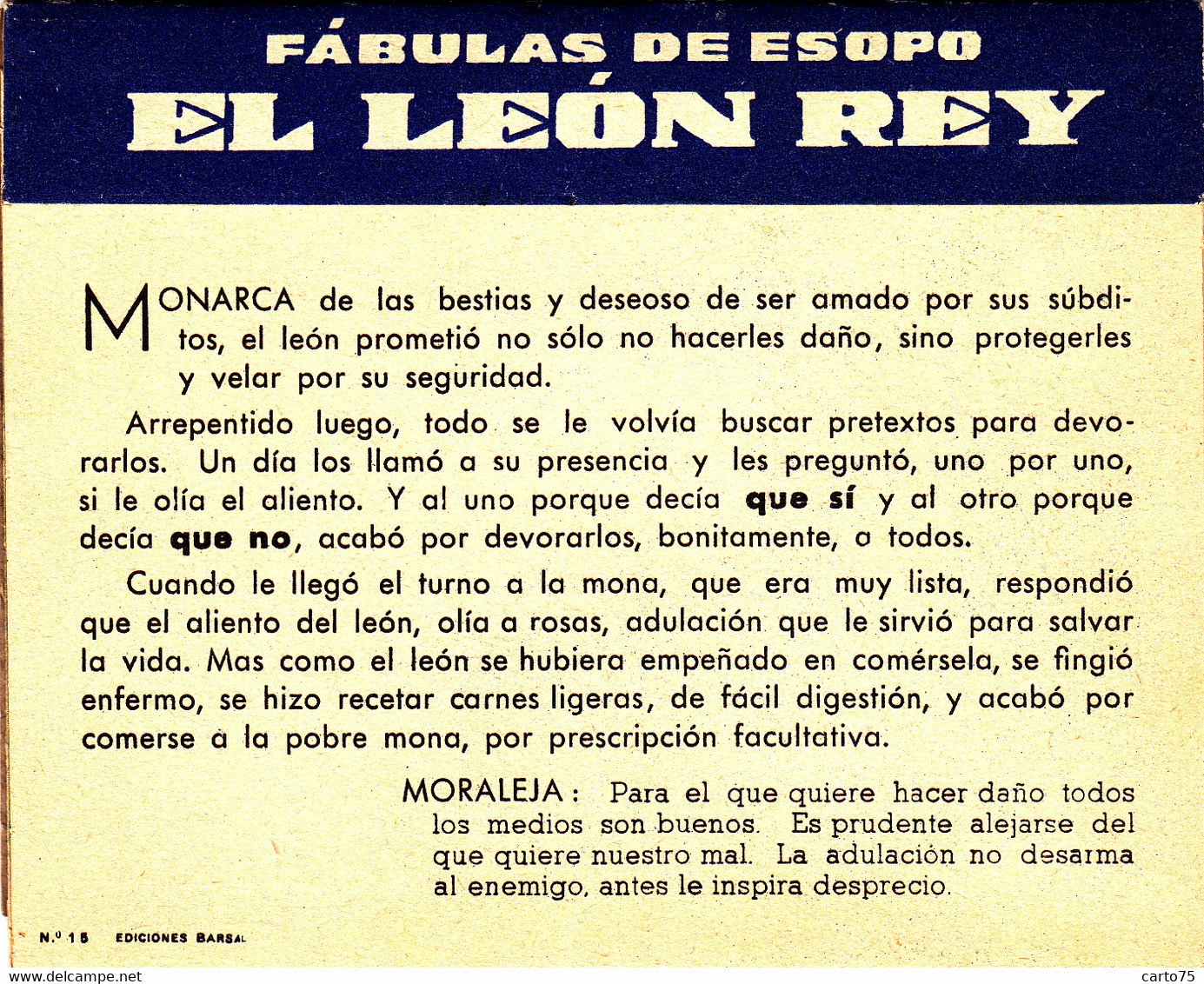 Contes Fables - Fable D'Esope - Fabulas De Esopo - El Leon Rey - Carte à Système Diorama Relief - Fairy Tales, Popular Stories & Legends