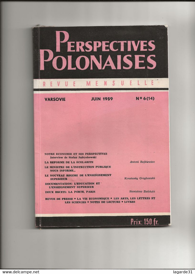 Juin 1959 Perspectives Polonaises Revue Mensuelle - Tourismus Und Gegenden