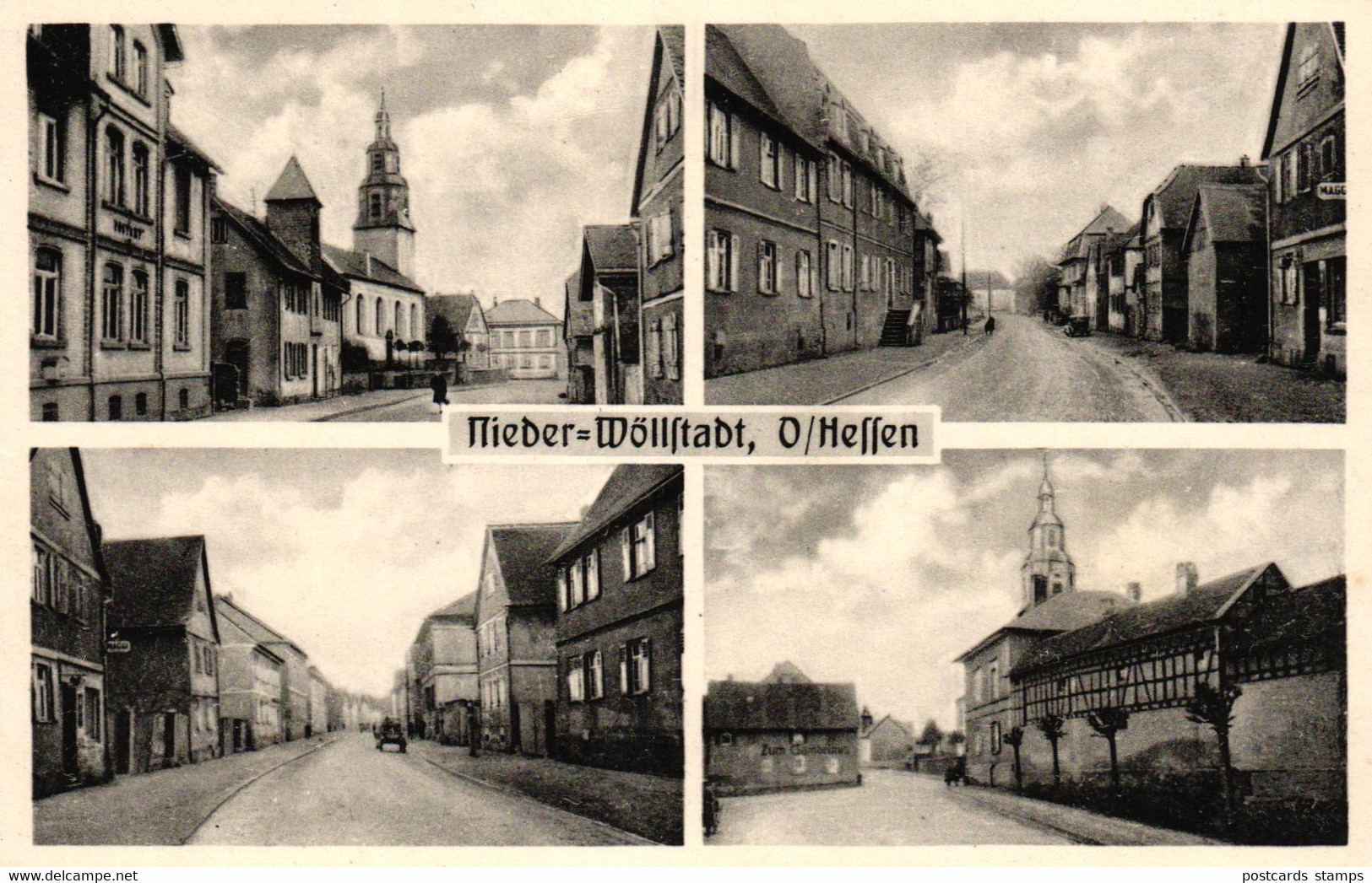 Nieder-Wöllstadt / Wetterau, Mehrbild-AK, Geschäft Mit "Maggi" Werbeschild, Ca. 40er Jahre - Wetterau - Kreis