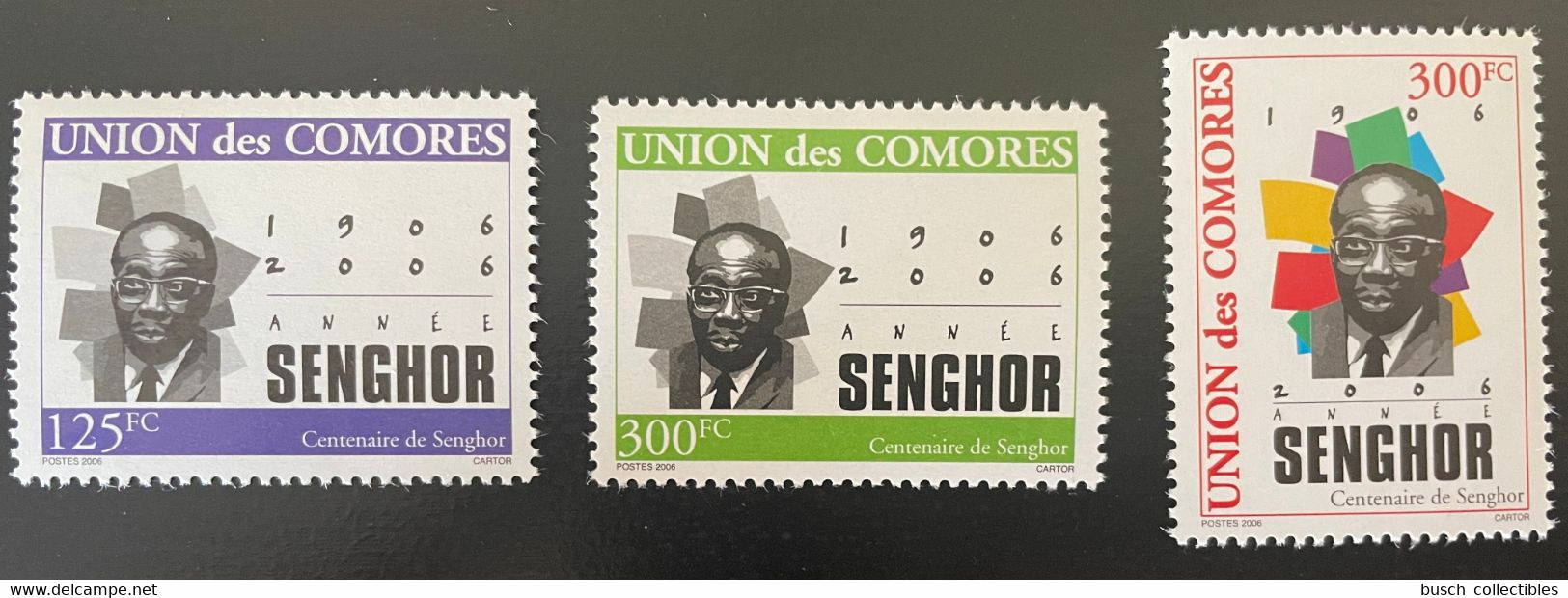 Comores Comoros Komoren 2007 / 2011 Mi. 3086 - 3089 Leopold Sedar Senghor Président 1906 Senegal 3 Val. - Comoros