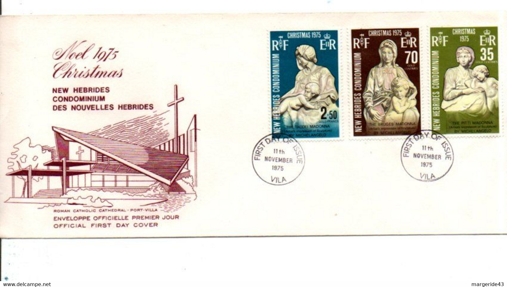 NOUVELLES HEBRIDES FDC 1975 NOEL - Briefe U. Dokumente