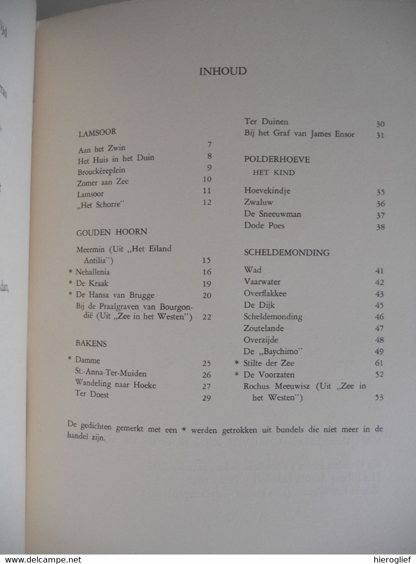 LAND AAN HET ZWIN Verzen Door Ferdinand Vercnocke Oostende Duffel ZWINSTREEK Knokke-heist Damme Brugge Poëzie - Dichtung