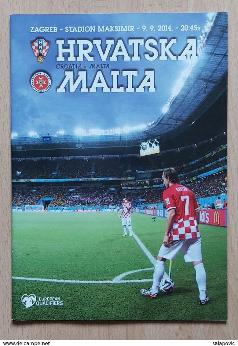 CROATIA Vs MALTA - 2016 UEFA EURO Qualifications FOOTBALL CROATIA FOOTBALL MATCH PROGRAM - Livres