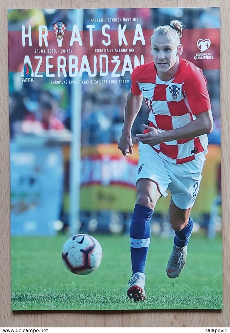 CROATIA Vs Azerbaijan - 2020 UEFA EURO Qualifications FOOTBALL CROATIA FOOTBALL MATCH PROGRAM - Libri