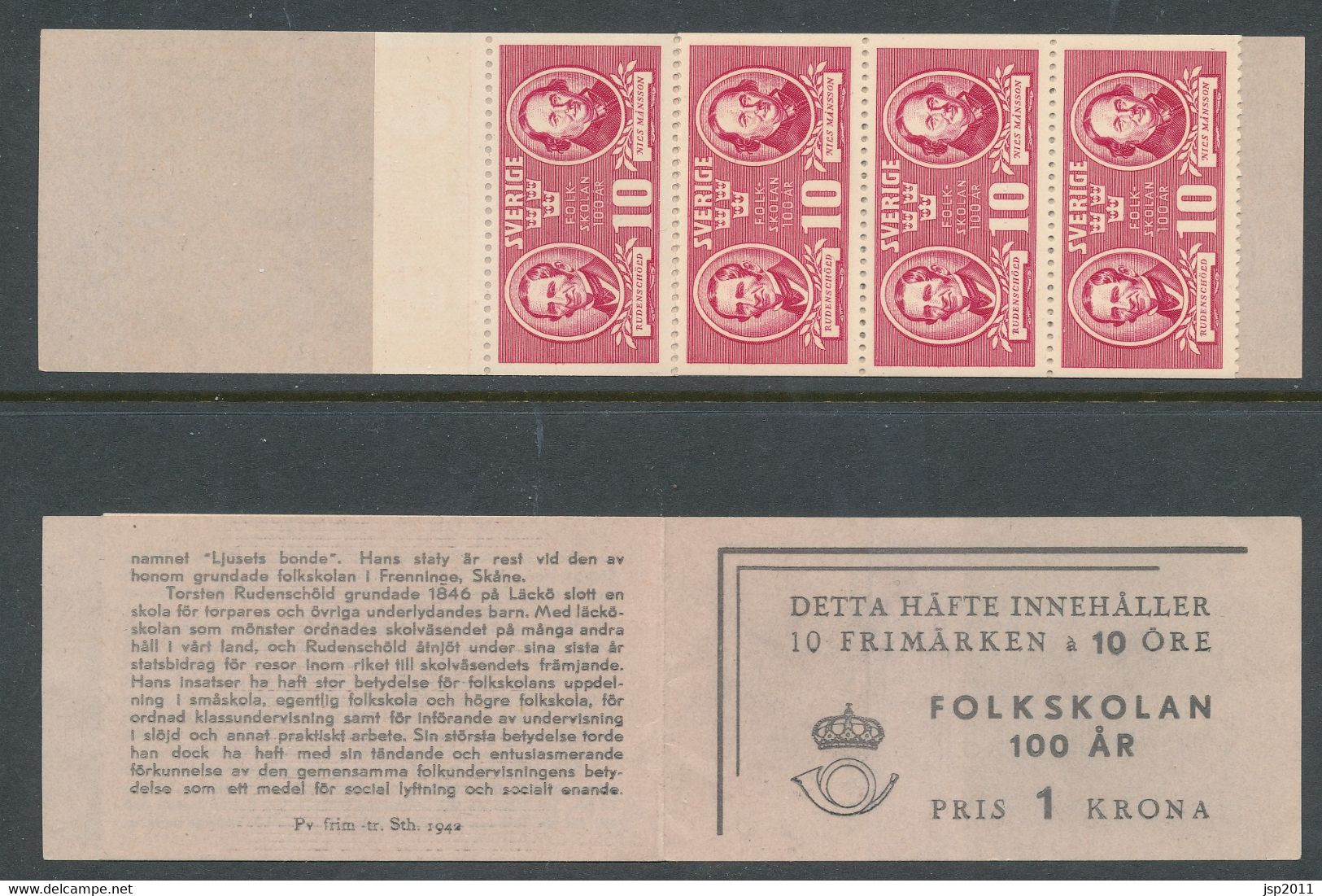 Sweden 1942 Facit #: H63 II. Centenary Of The Elementary School. See Scanns. MHN (**) - 1904-50