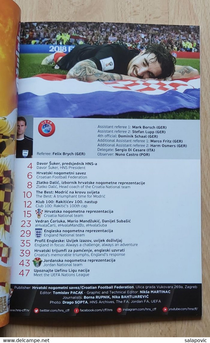 Croatia Vs England, UEFA NATIONS LEAGUE 12.10.2018 FOOTBALL MATCH PROGRAM - Livres