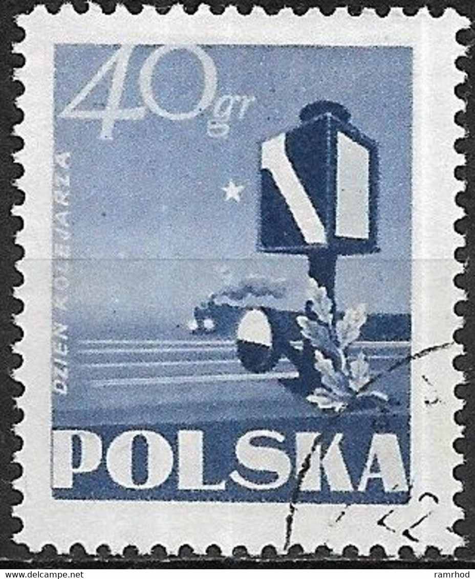 POLAND 1954 Railway Workers' Day - 40g - Steam Train And Signal FU - Usados