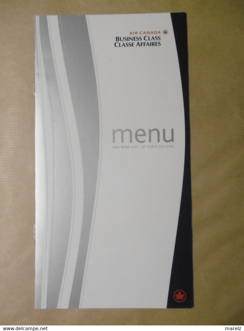 Compagnie Aérienne AIR CANADA Menu Et Carte Des Vins Business Class Classe Affaires - Menu Cards