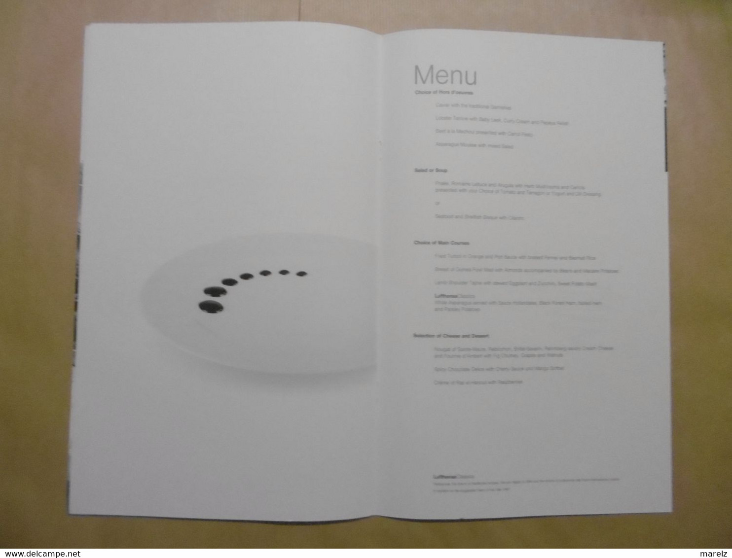 Compagnie Aérienne LUFTHANSA Menu CUISINE First Class - Menükarten