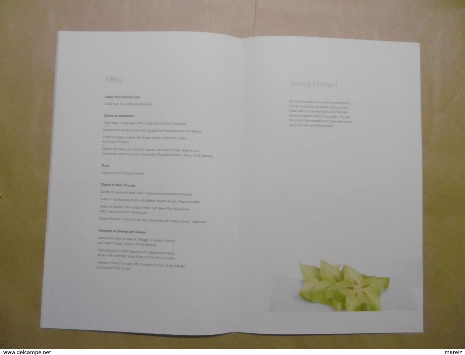 Compagnie Aérienne LUFTHANSA Menu CUISINE First Class Avec Villa Rothschild Kempinski - Menus