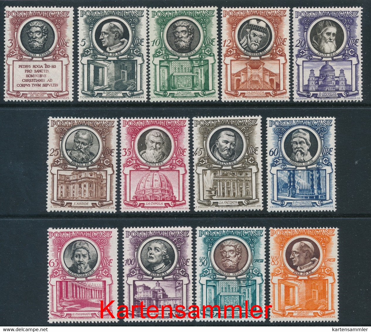 VATIKAN Mi. Nr. 192-204 Freimarken: Päpste Und Baugeschichte Von St. Peter - MNH - Nuovi