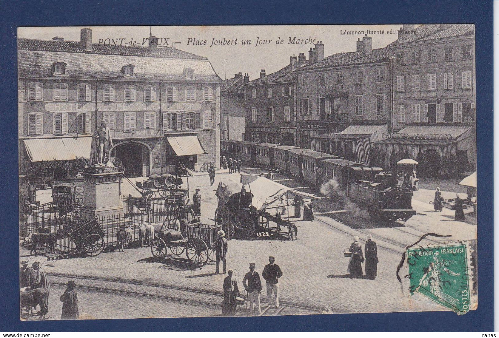 CPA [01] Ain > Pont-de-Vaux Tramway Train Chemin De Fer Marché Circulé - Pont-de-Vaux