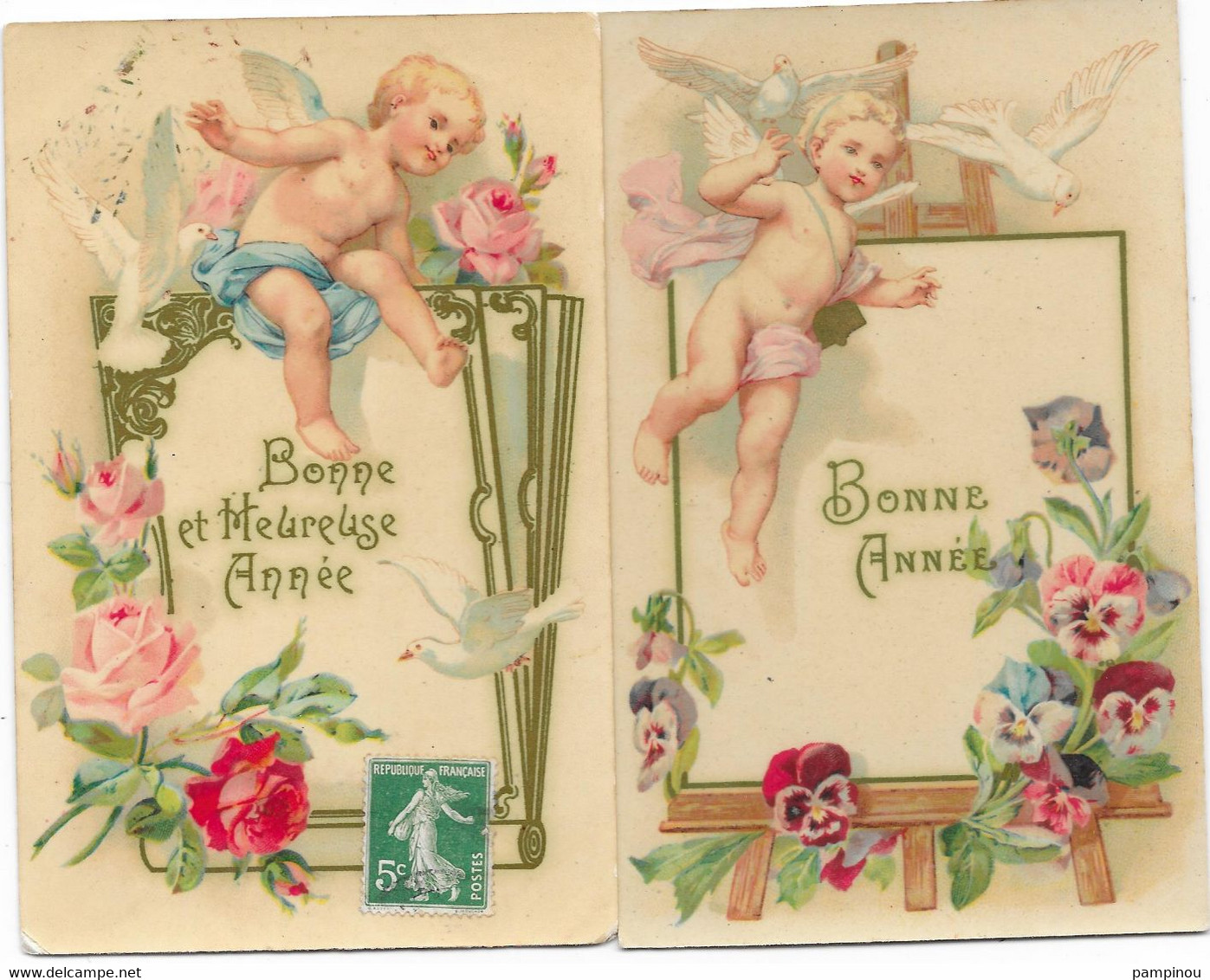 ANGES - Lot 2 Cpa ANGELOTS Au Dessus De Palette Peintre Et Livre - Cartes Glacées - Engelen