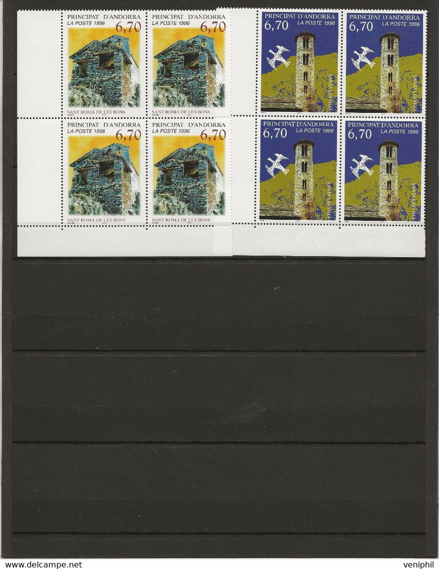 ANDORRE - N° 482 ET 483 BLOC DE 4 NEUF SANS CHARNIERE - ANNEE 1996 - COTE ; 32 € - Ongebruikt