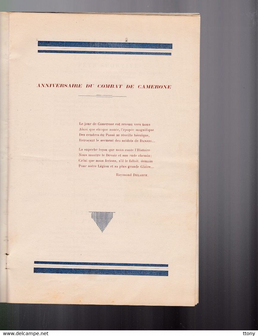 Un Programme   Du  29 Et 30 Avril 1937   : Anniversaire Du Combat De Camerone 4 Pages Pas De Photos - Programmi