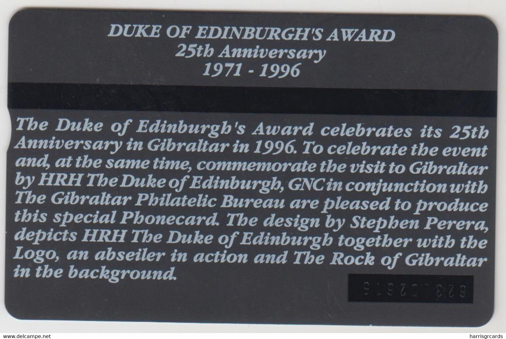 GIBRALTAR - The Duke Of Edinburgh's Award, 5 U, 01/96, CN:623L,  Tirage 4.000, Used - Gibilterra