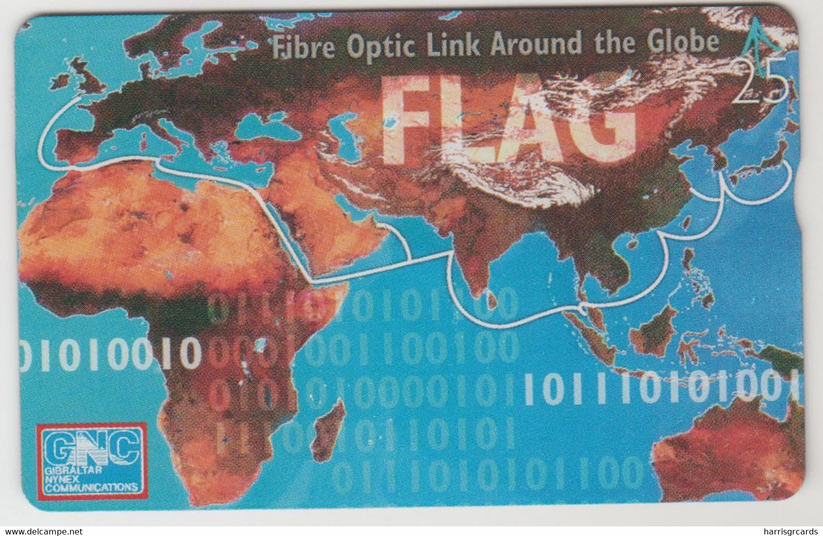 GIBRALTAR - Fibre Optic Link Around The Globe Flag, 25 U, 01/97, CN:709L,  Tirage 3.000, Used - Gibraltar