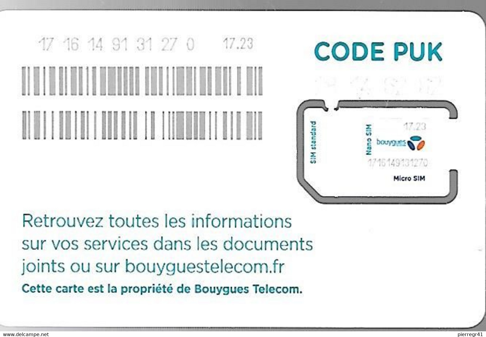 CARTE-PUCE-GSM-BOUYGUES-AccesOffres Particuliers/Entreprises-Garantie PUCE Standart+Micr Attachée-TBE-Nv - Nachladekarten (Handy/SIM)