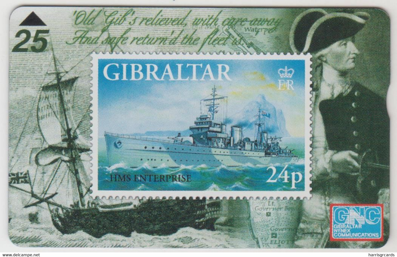 GIBRALTAR - HMS Enterprise, 25 U, 01/97, CN:709L,  Tirage 3.000, Used - Gibilterra