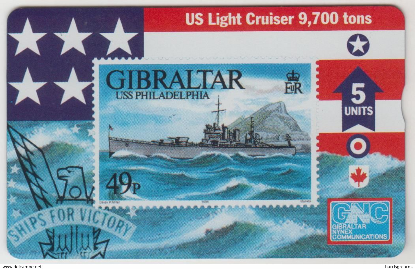 GIBRALTAR - USS Philadelphia, 5 U, 1996, CN:608L,  Tirage 5.000, Used - Gibraltar