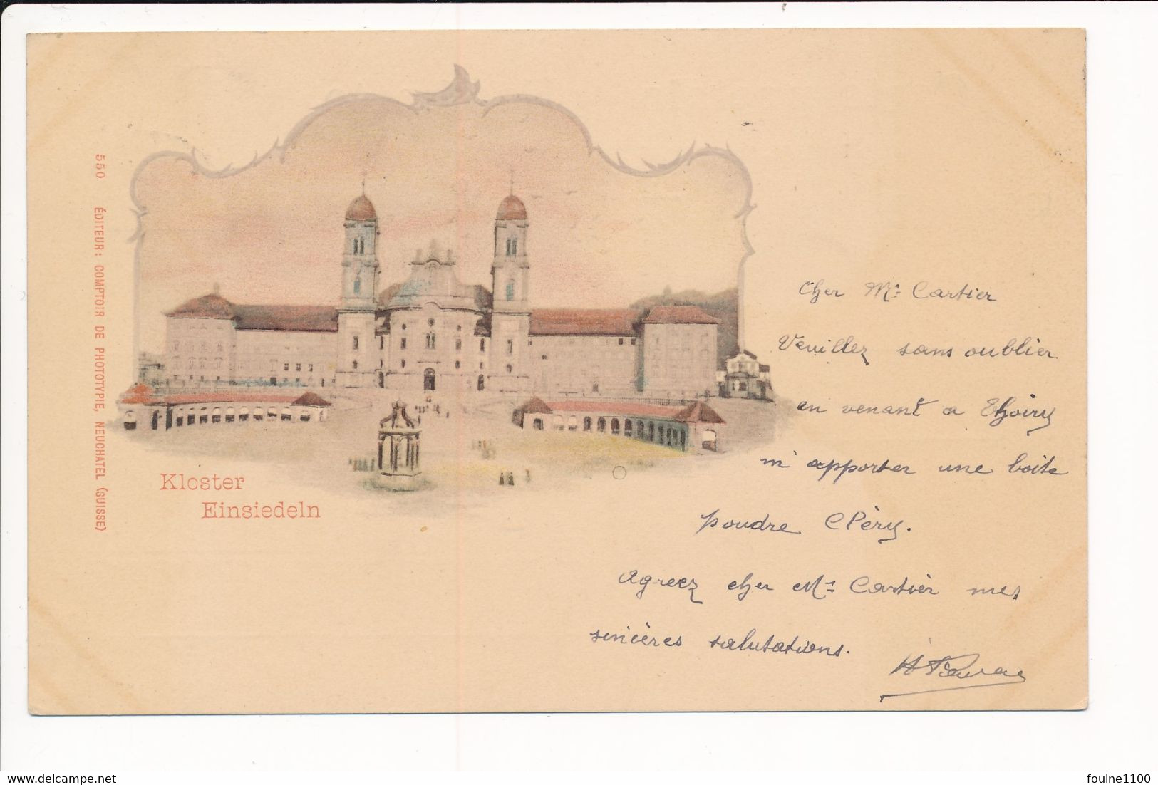 Carte De KLOSTER EINSIEDELN  ( éditeur Comptoir De Phototypie Neuchatel Suisse ) - Altri & Non Classificati