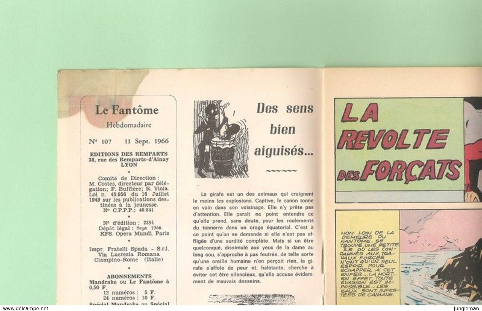 Le Fantôme N° 107 - Hebdomadaire De Septembre 1966 - Editions Des Remparts - BE - Phantom