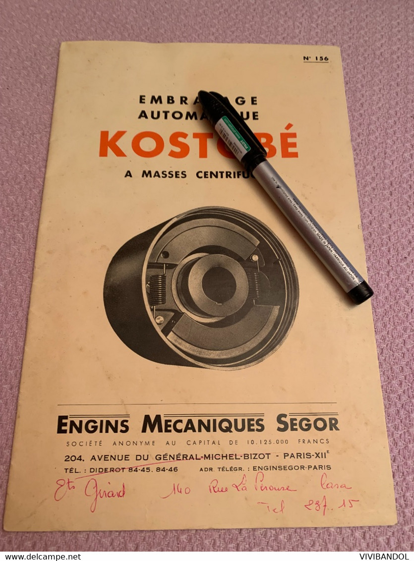 Embrayage KOSTOBÉ , Engins Mécaniques SEGOR - Machines