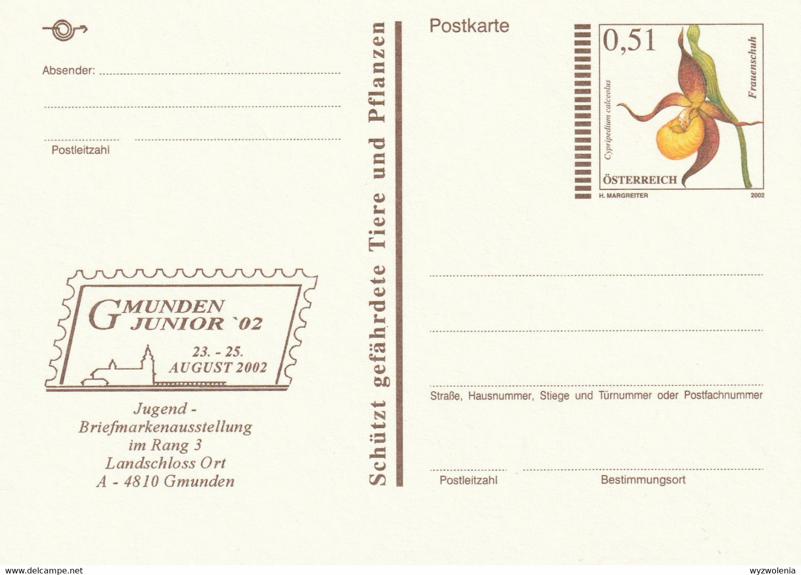 H 631) Österreich 2002 GSK Mi# PSo *: Gmunden Junior '02 Rang 3, Frauenschuh Cypripedium Calceolus, Pflanzen-Schutz - Unused Stamps