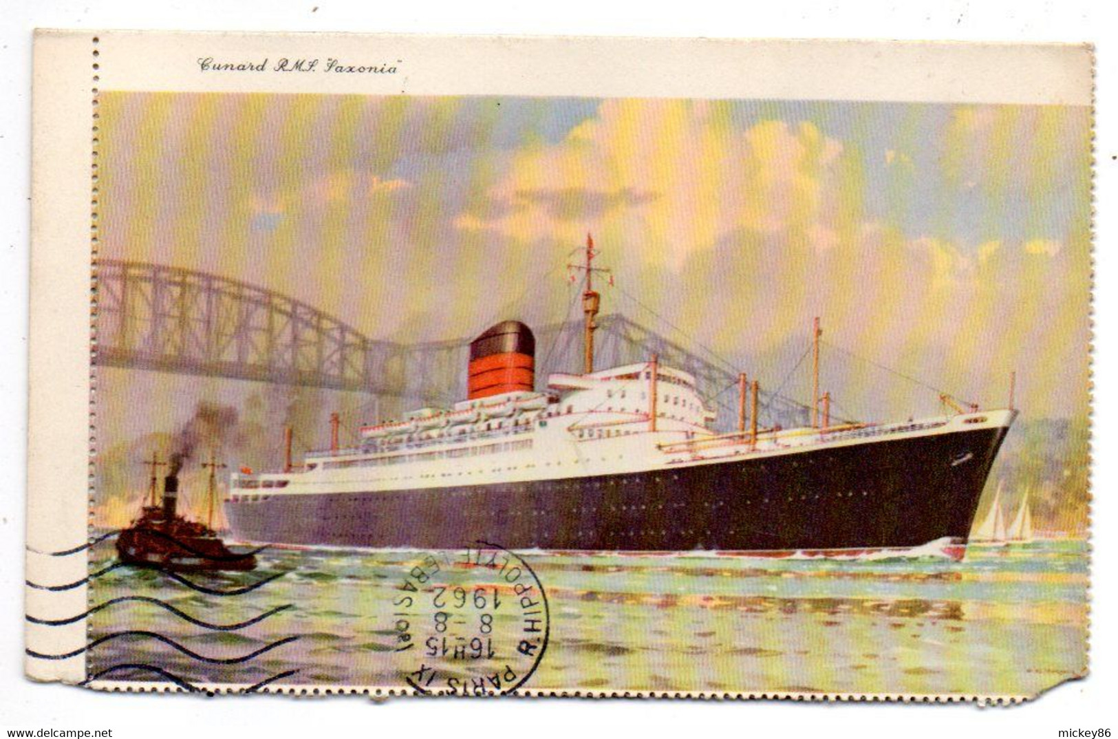 Bateau--Paquebot --1962-- Cunard RMS  Saxonia ...cachet  BUFFALO  N.Y ...timbres....à Saisir - Paquebots