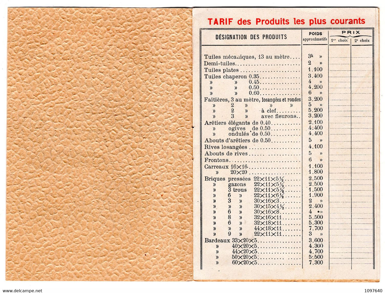 TUILERIE MECANIQUE De GROSSOUVRE. Ernest LAVALLEE Et Cie. Carnet Avec Tarifs Et Produits - Werbung