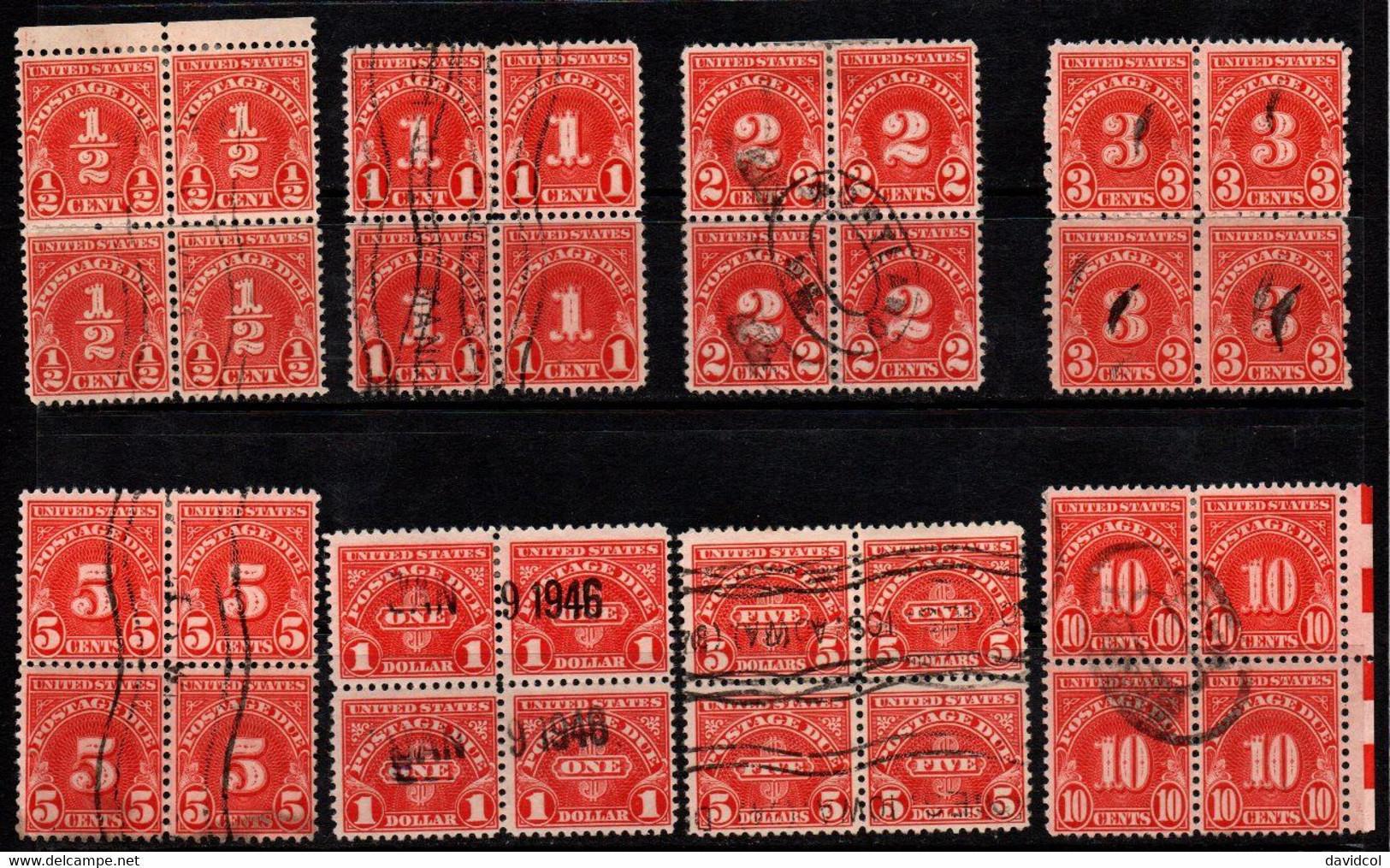 N117D - USA / 1930 - SC#: J69 // J78 - USED BLOCKS - Postage Due
