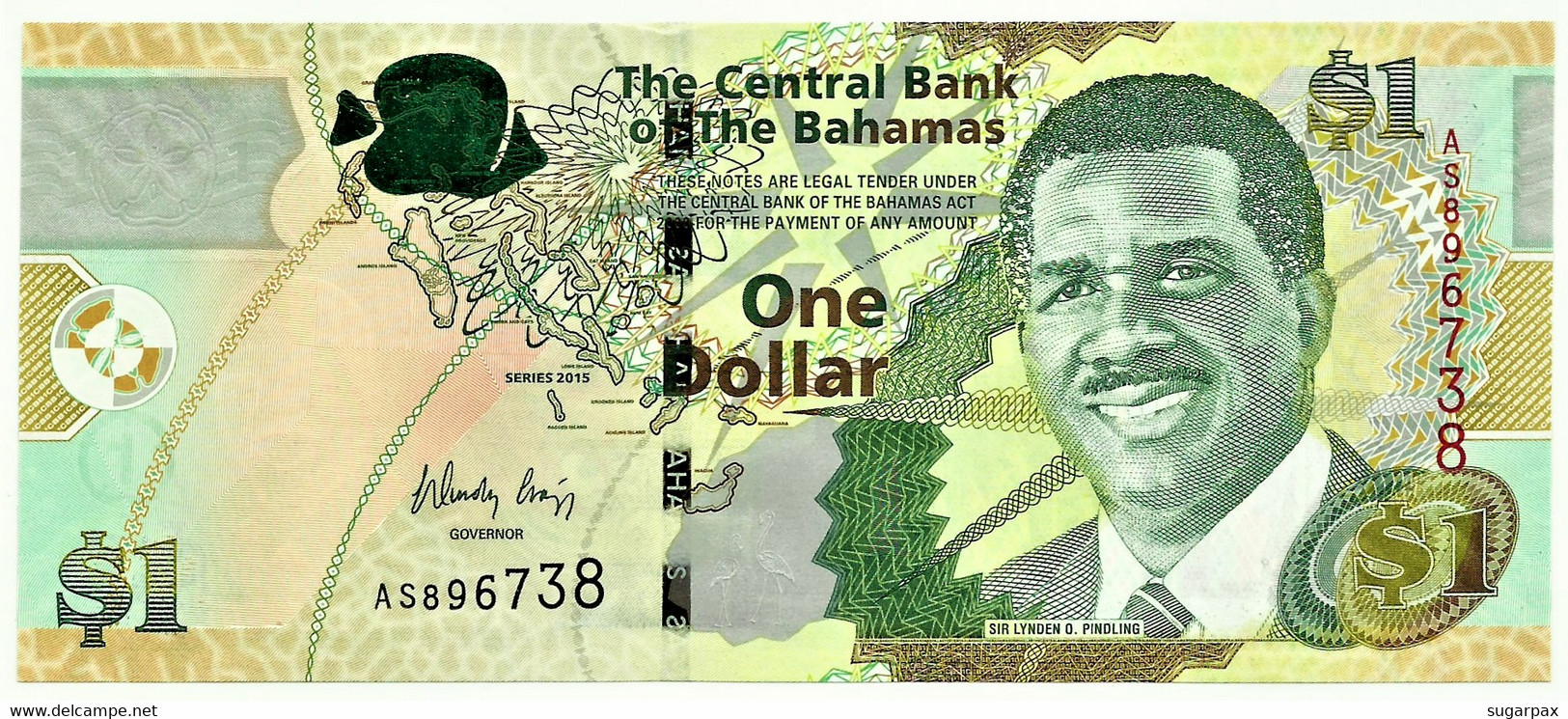 Bahamas - 1 Dollar - 2015 - Pick: 71A - Unc. - Serie AS - Sir Lynden O. Pindling - Bahamas