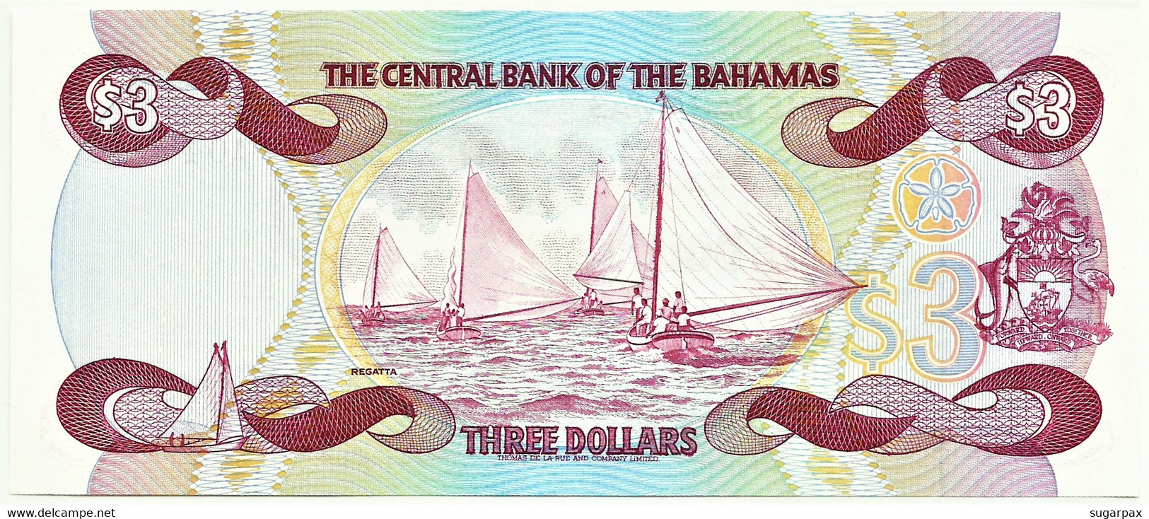 Bahamas - 3 Dollars - L. 1974 ( 1984 ) - Pick: 44 - Unc. - Serie A - Queen Elizabeth II - Bahamas