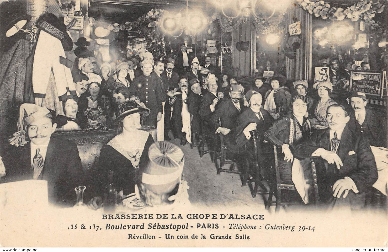 CPA 75 PARIS IIe BRASSERIE DE LA CHOPE D'ALSACE BOULEVARD SEBASTOPOL REVEILLON UN COIN DE LA GRANDE SALLE - Arrondissement: 02