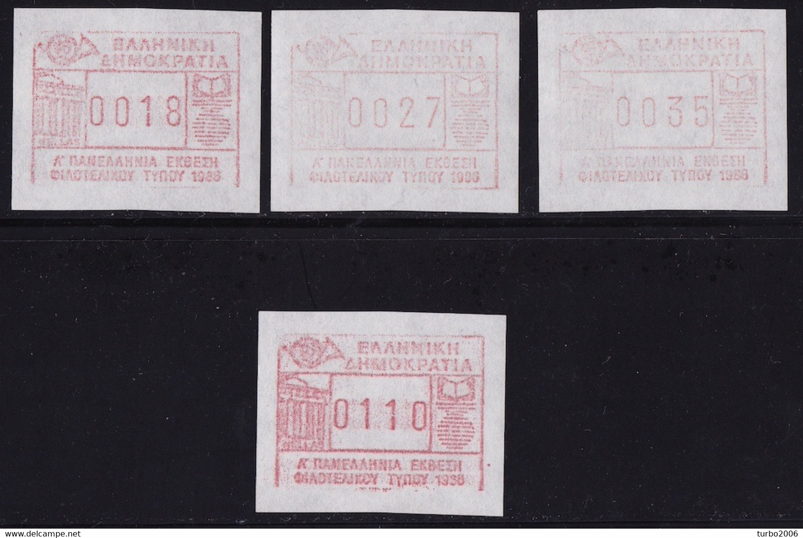 GREECE 1986 FRAMA Stamps For Panhelenic Literature Exhabition Set Of 18-27-35 DR + 110 Dr MNH Hellas M 12 - Vignette [ATM]