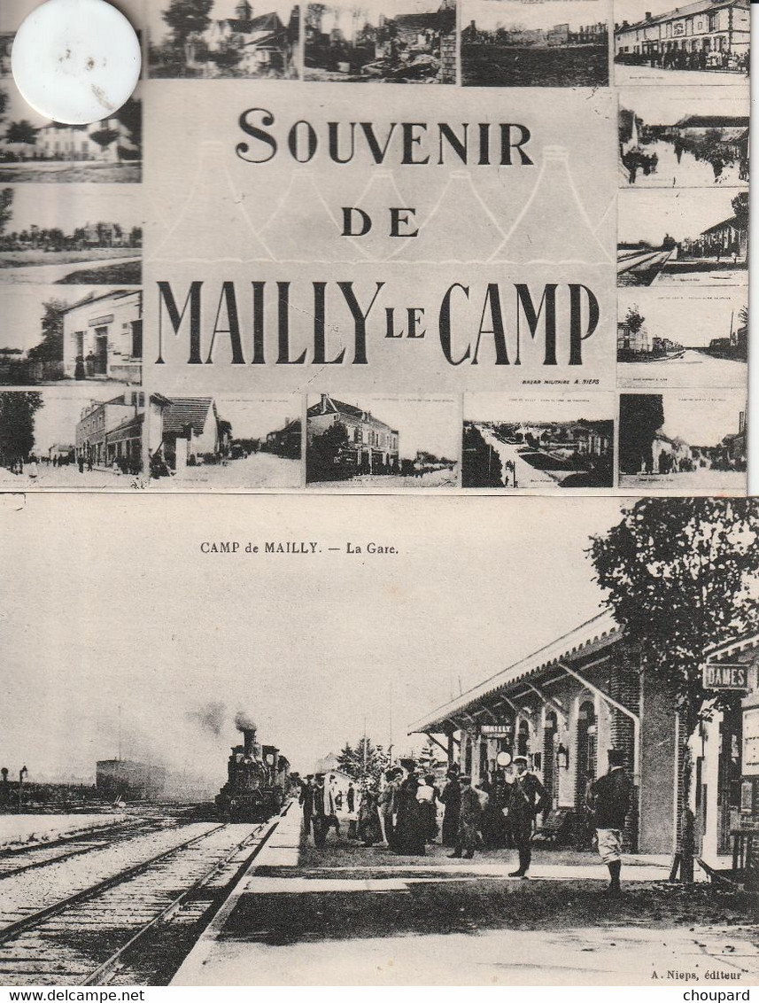 10 - 2  Cartes Postales Anciennes De Mailly Le Grand    Multi Vues ..   Et   .La Gare - Mailly-le-Camp