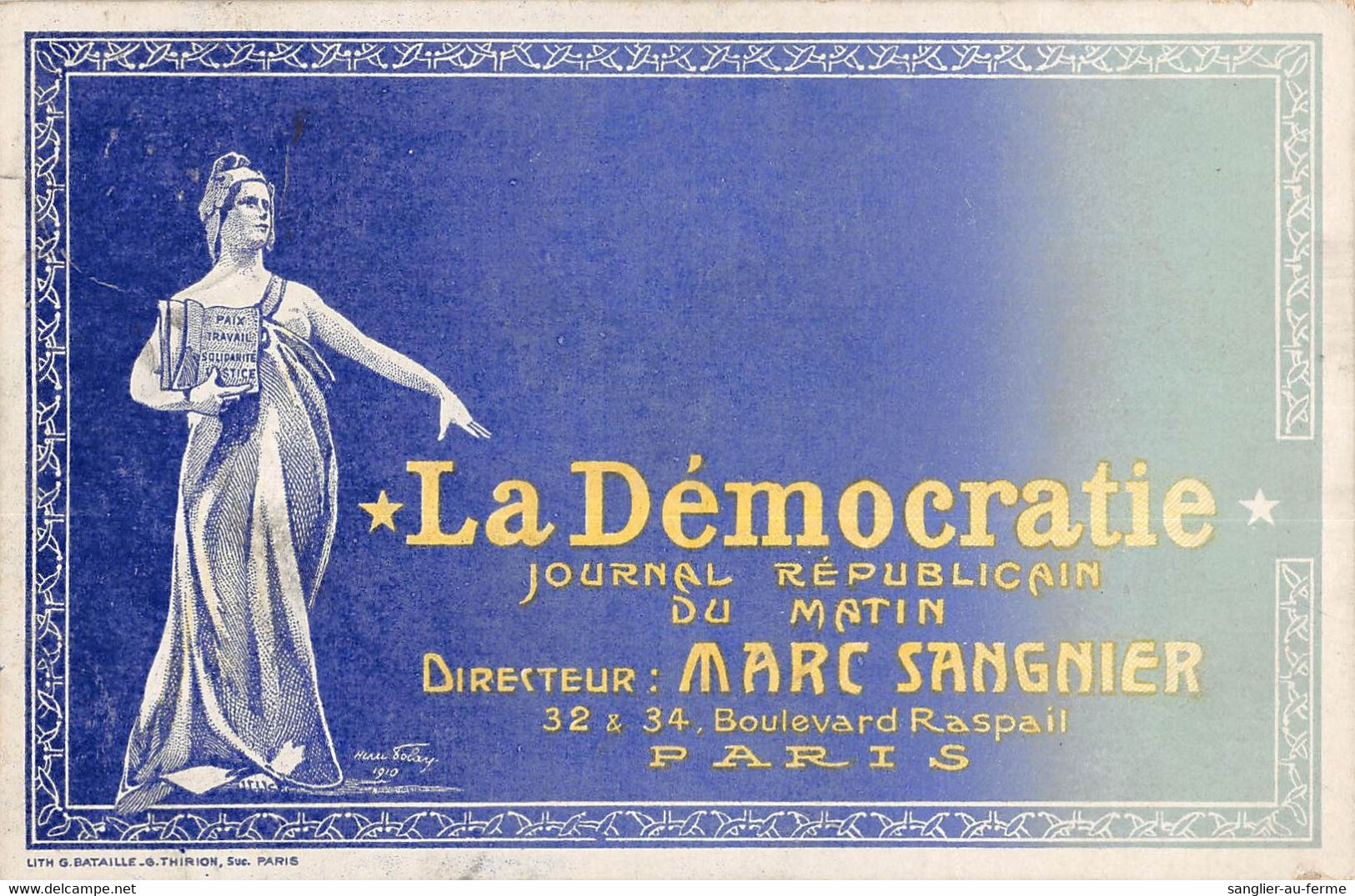 CPA 75 PARIS VIIe BOULEVARD RASPAIL JOURNAL REPUBLICAIN LA DEMOCRATIE DIRECTEUR MARC SANGNIER - Paris (07)
