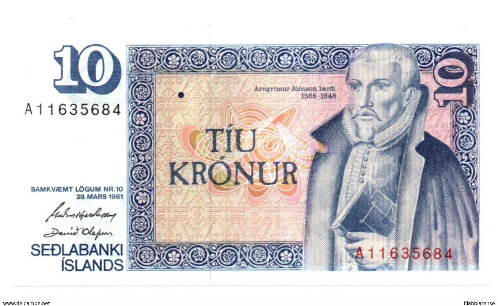 Islanda - 10 Kronur 1961    ++++++ - Islande