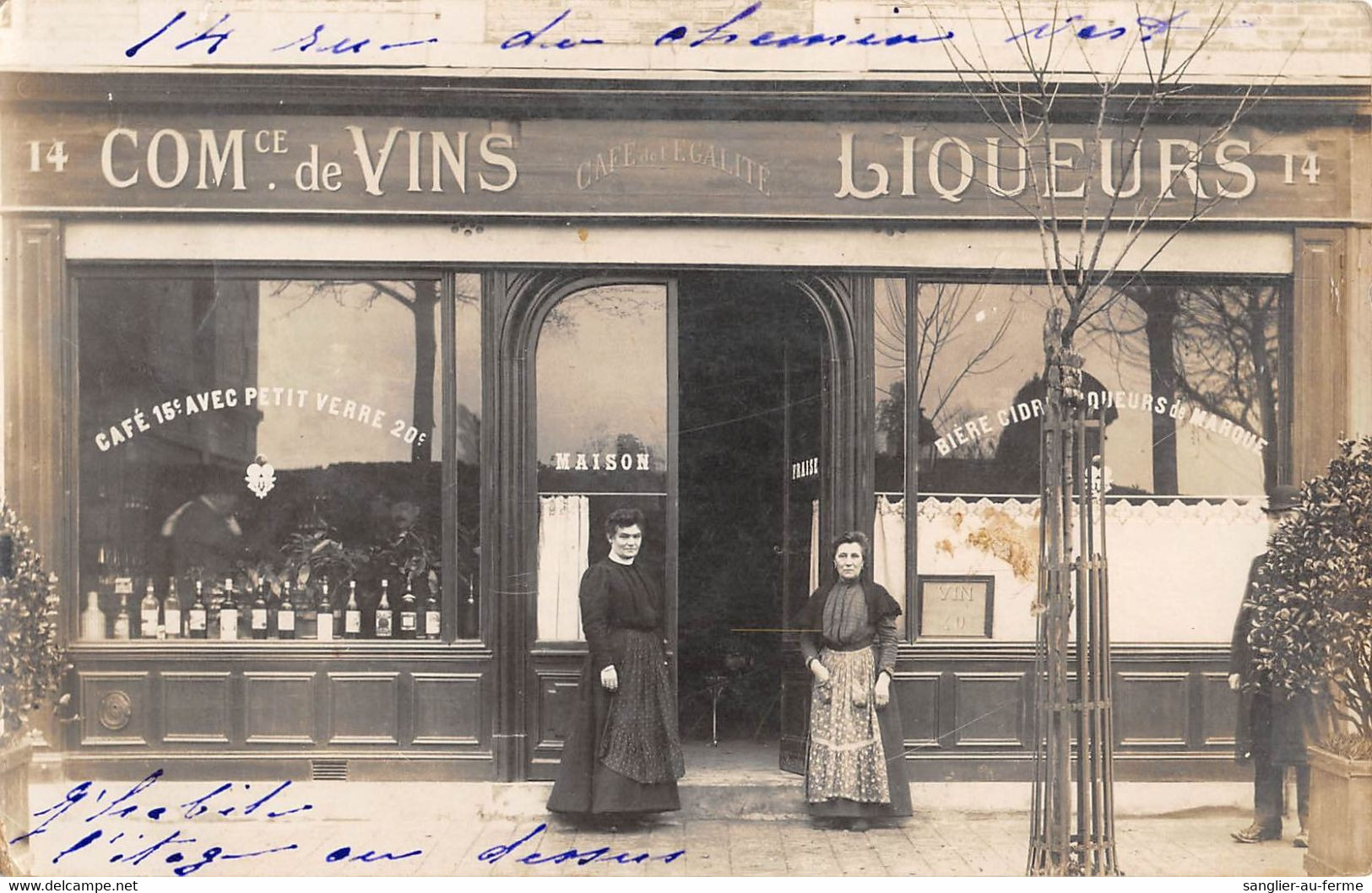 CPA 75 PARIS XIe CARTE PHOTO MAISON FRAISE CAFE DE L'EGALITE COMMERCE DE VINS 14 RUE DU CHEMIN VERT - Paris (11)