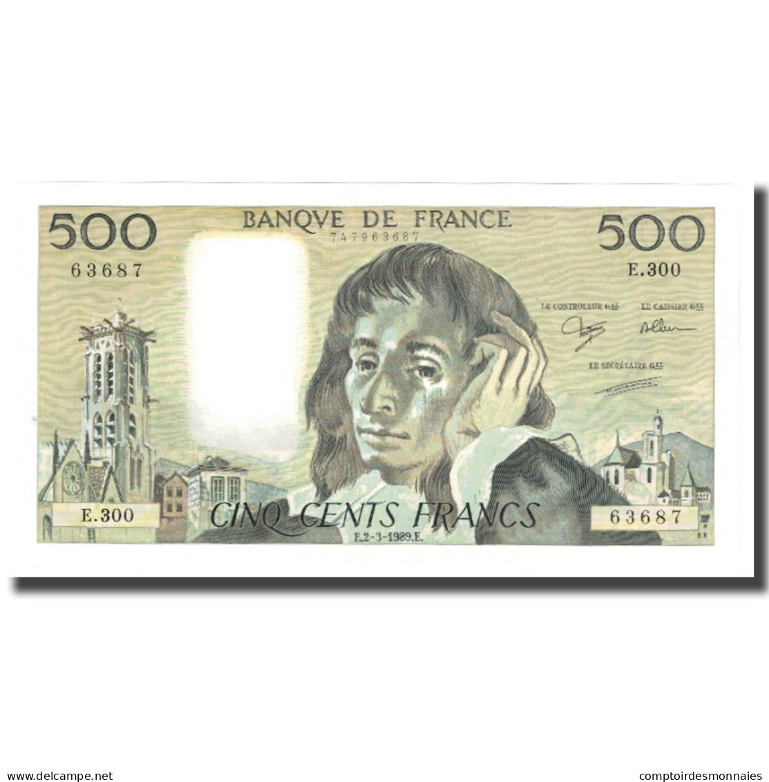 France, 500 Francs, Pascal, 1989, BRUNEEL, BONARDIN, VIGIER, 1989-03-02, NEUF - 500 F 1968-1993 ''Pascal''