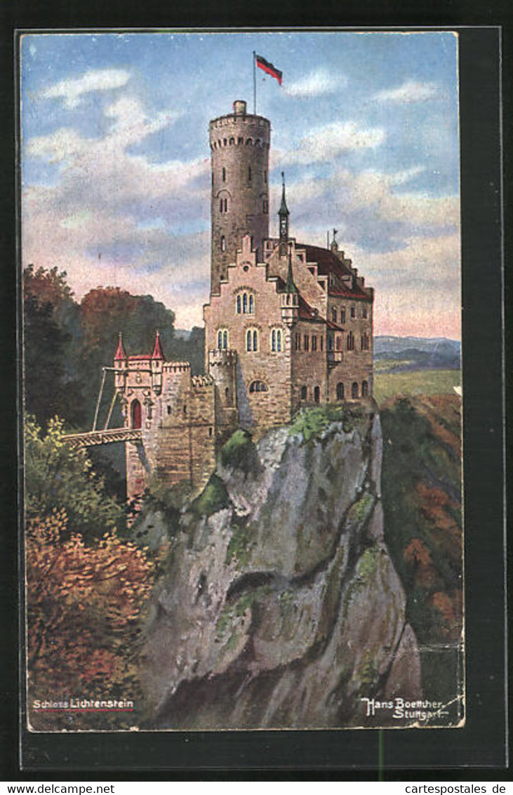 Künstler-AK Hans Boettcher: Schloss Lichtenstein In Der Morgendämmerung - Boettcher, Hans
