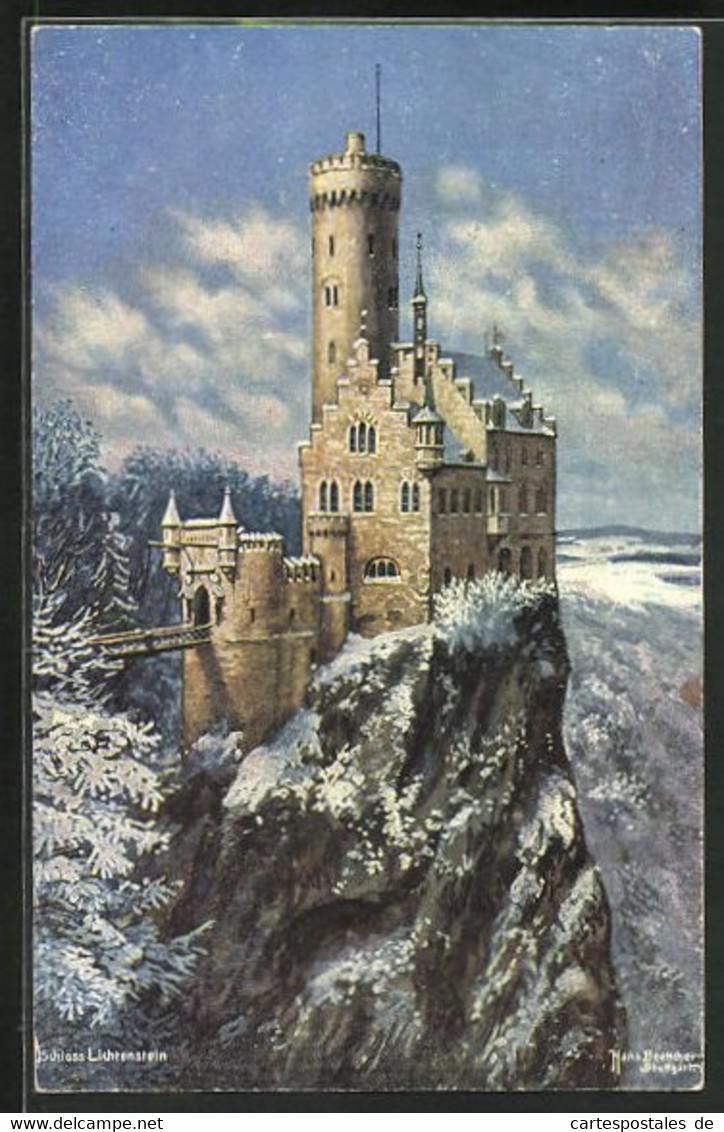 Künstler-AK Hans Boettcher: Schloss Lichtenstein Im Winter - Boettcher, Hans